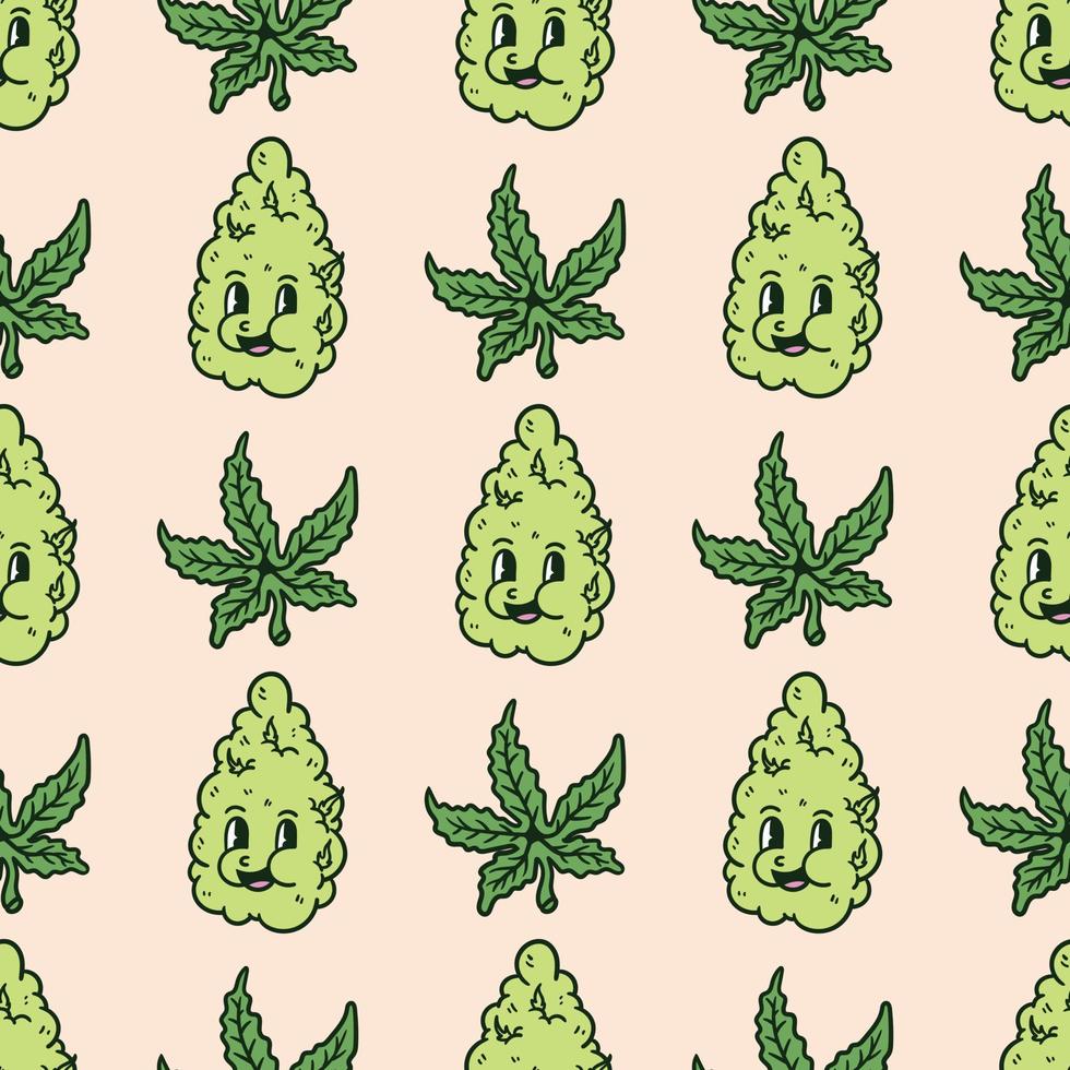 weed and cannabis leaf seamless pattern vector