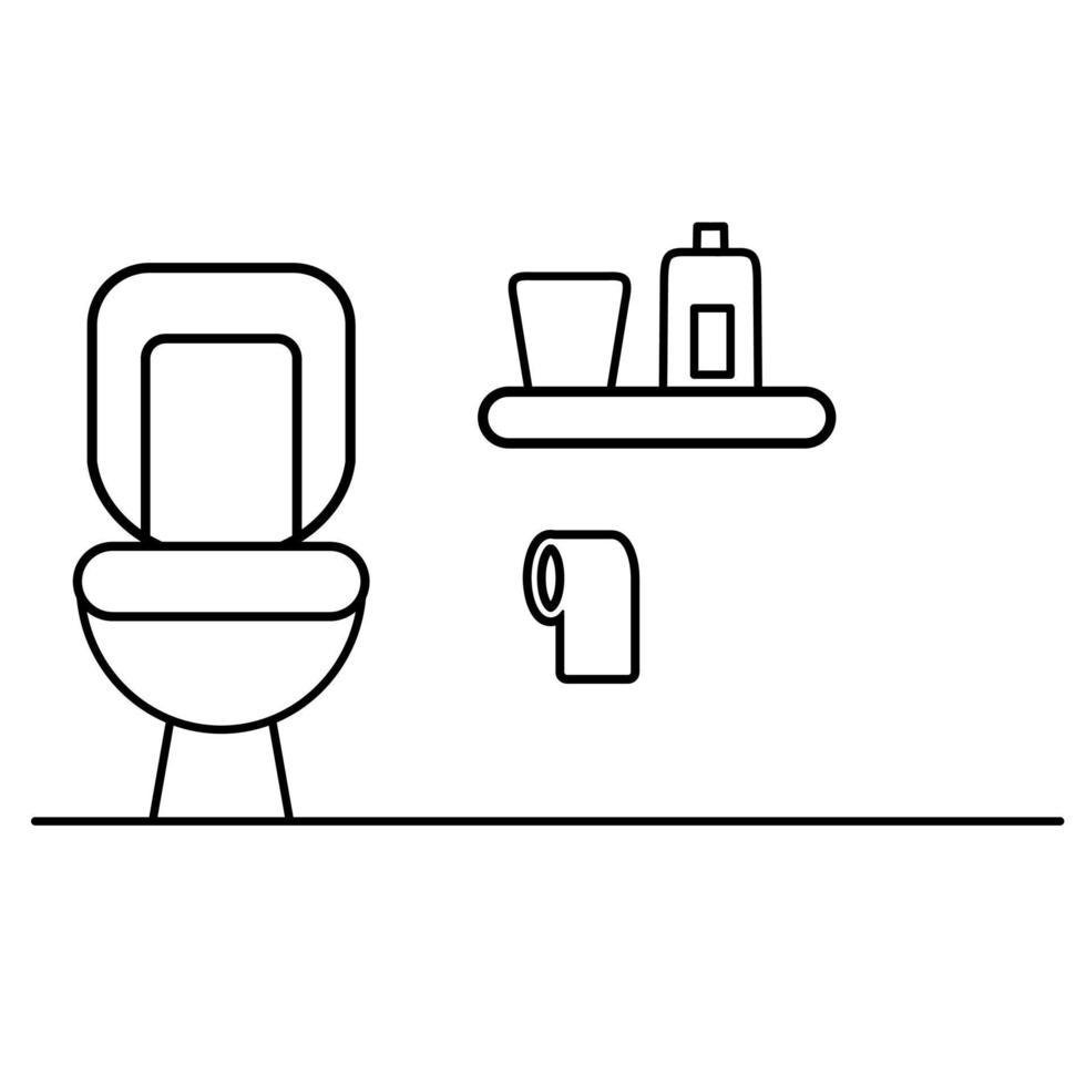 Toilet with tissue outline illustration vector