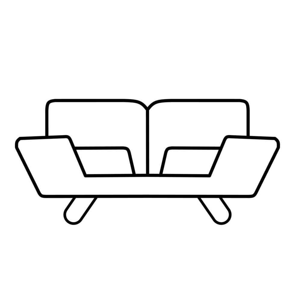 Sofa with pillow outline illustration vector