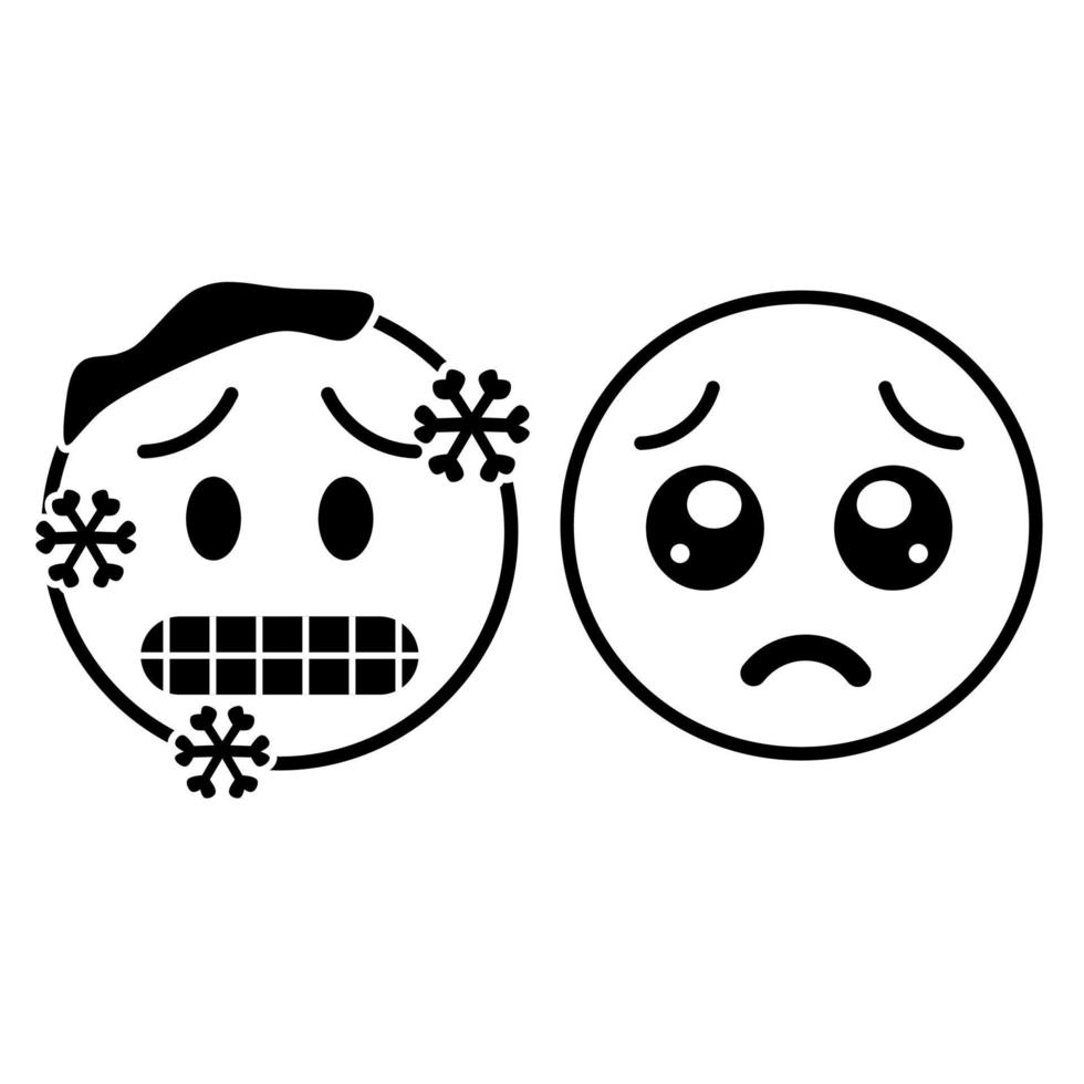 Freezing ans sad emoji outline illustration vector