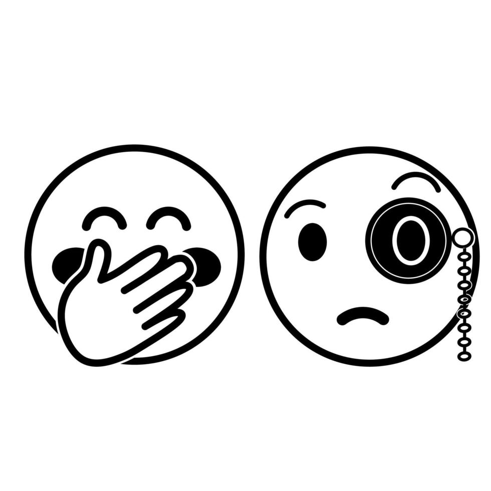 Little laugh emoji outline illustration vector