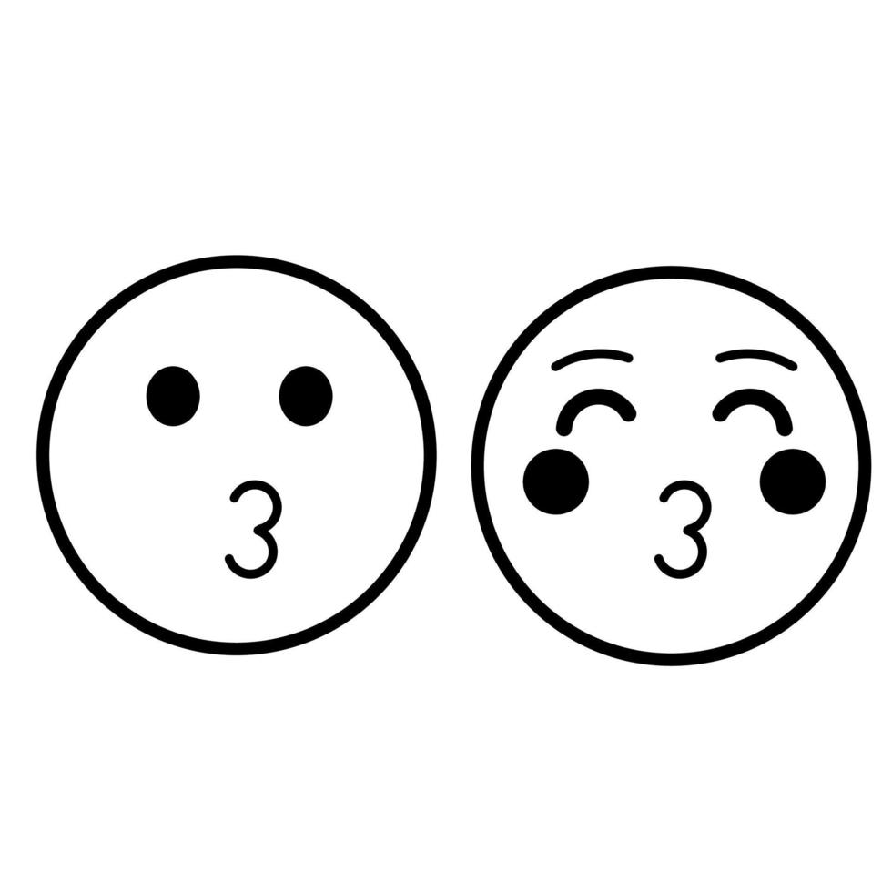 Girlish emoji outline illustration vector
