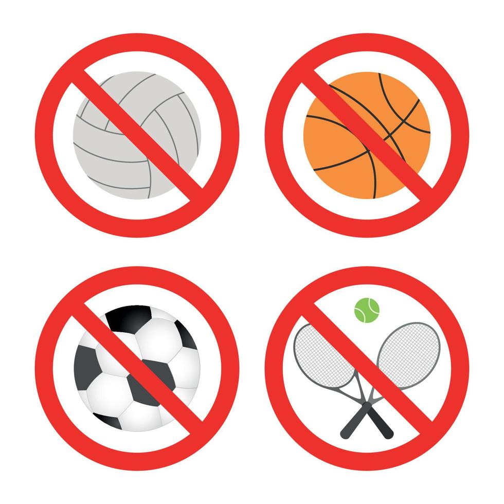 Set of signs prohibited from doing sports vector
