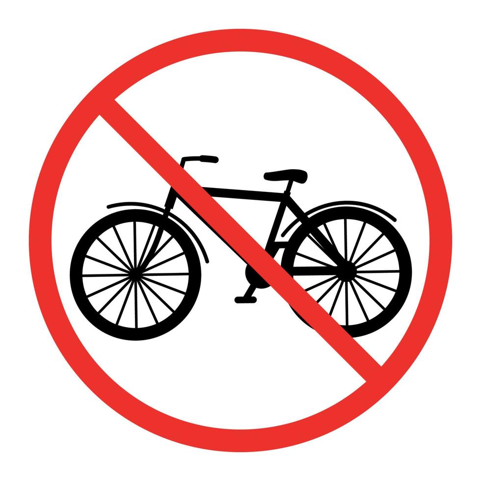 No bike sign in a red crossed out circle vector