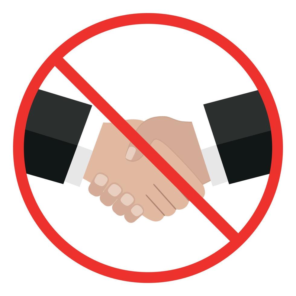 Handshake prohibited sign in a red crossed circle vector