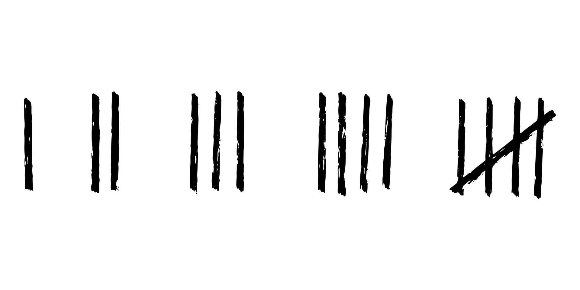 doodle Count bar. Count the days counted in slashes on the walls of a deserted island or prison. vector illustration.