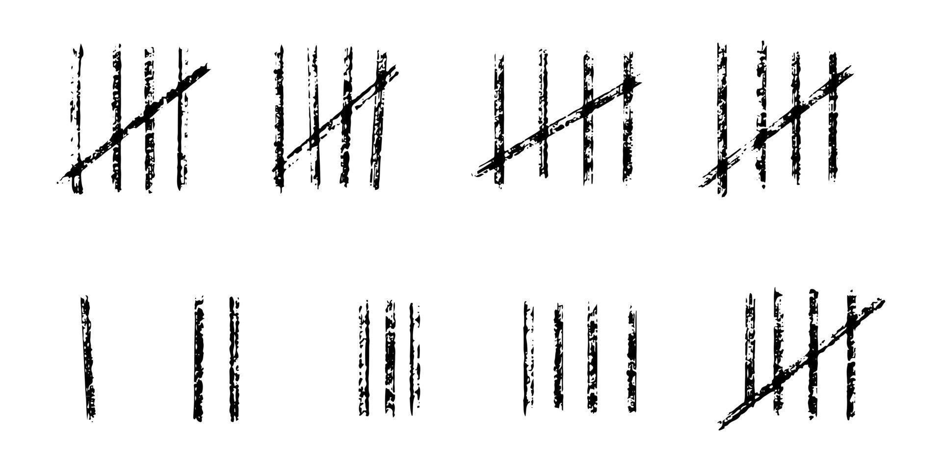 doodle Count bar. Count the days counted in slashes on the walls of a deserted island or prison. vector illustration.