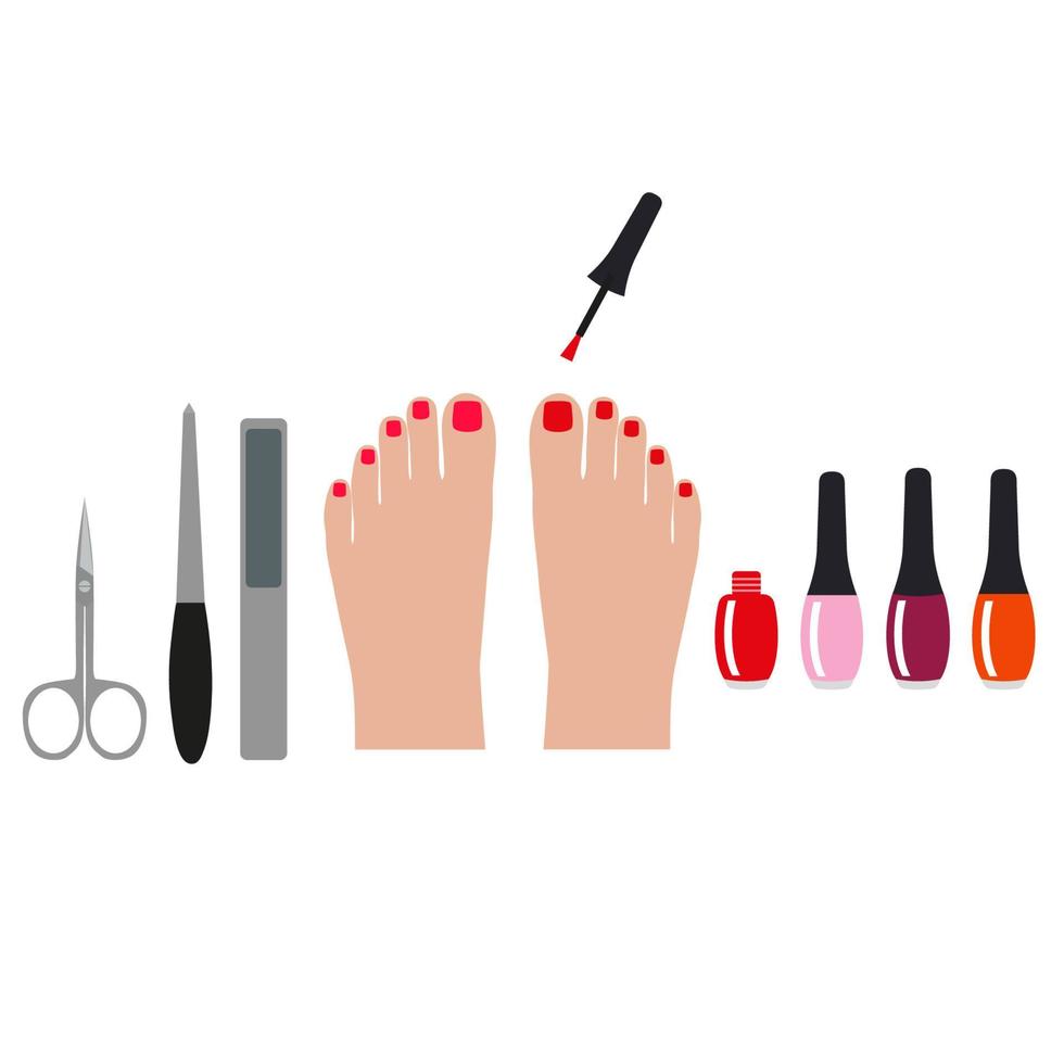 Leg with nail polish on a white background vector