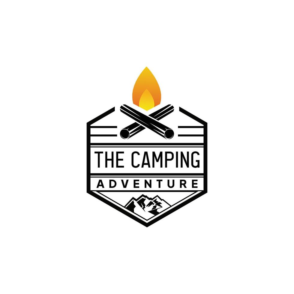 arte de línea de logotipo de camping vectorial vector