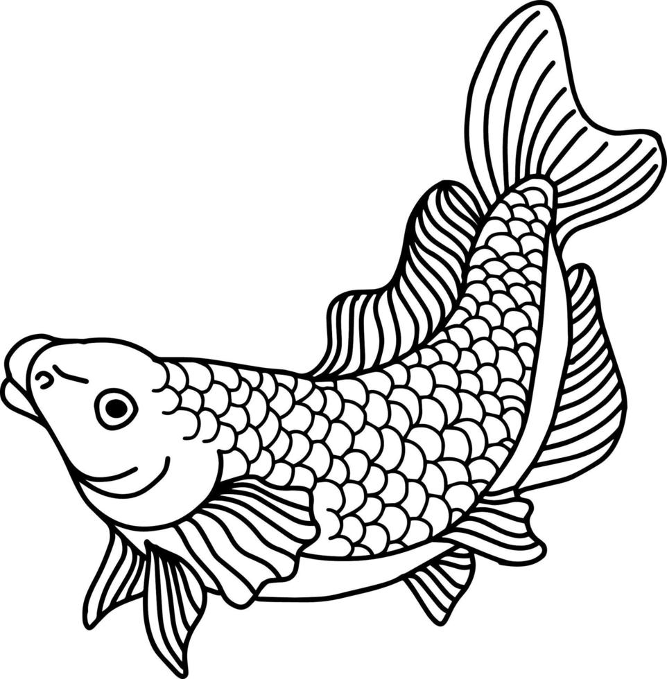 goldfish outline vector design illustration. line art design. coloring page.