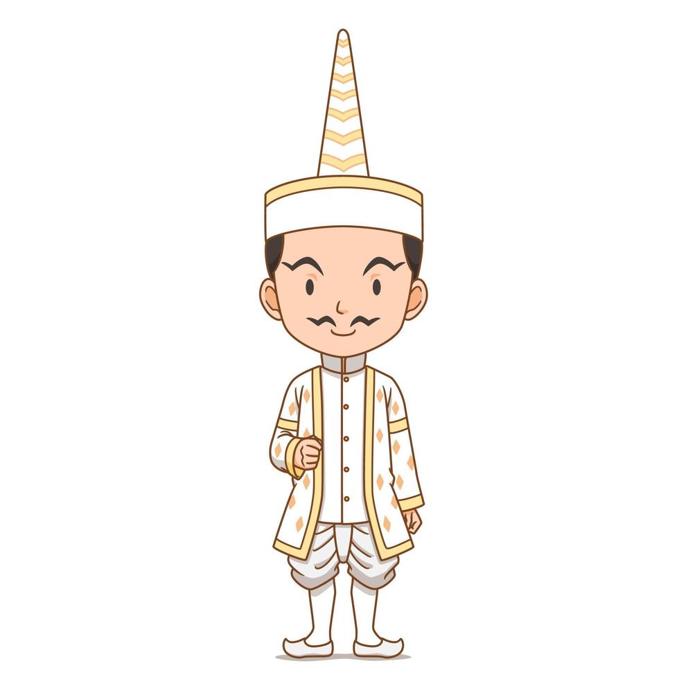 personaje de dibujos animados de un ángel tailandés masculino vestido de brahmán blanco. vector