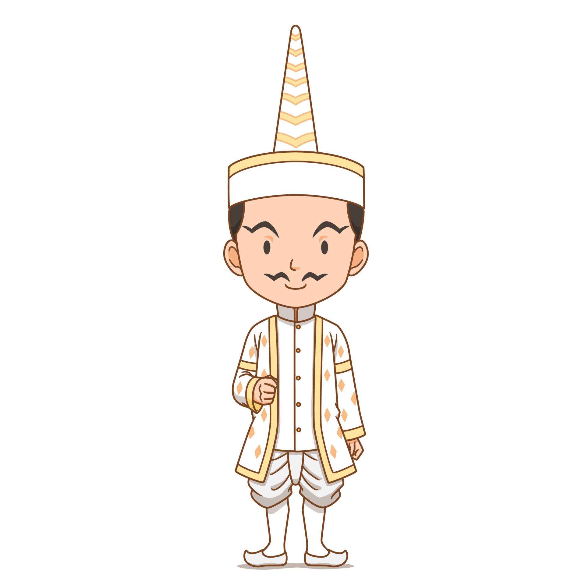 Cartoon character of Thai Angel male in white brahmin dress. 7505071 Vector  Art at Vecteezy