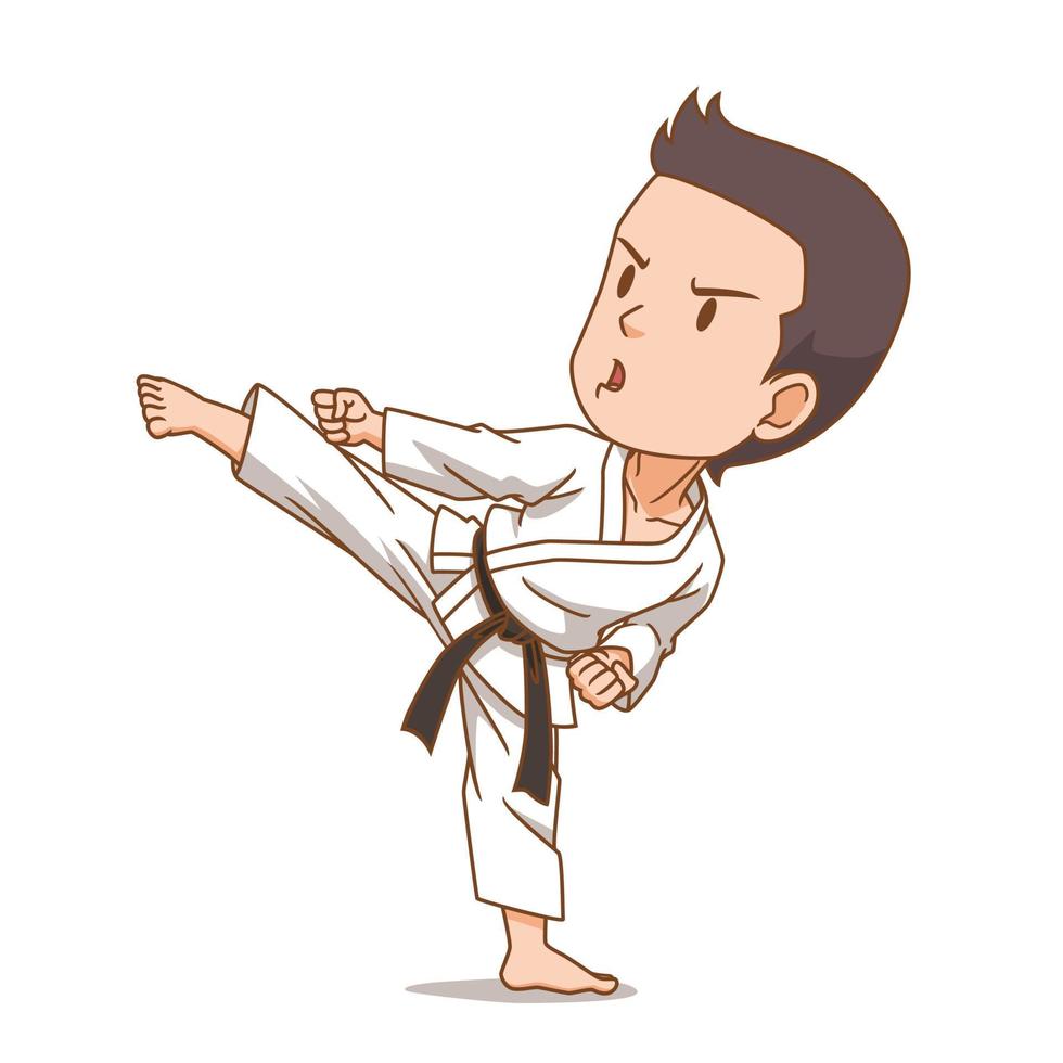 Cartoon character of karate boy. vector