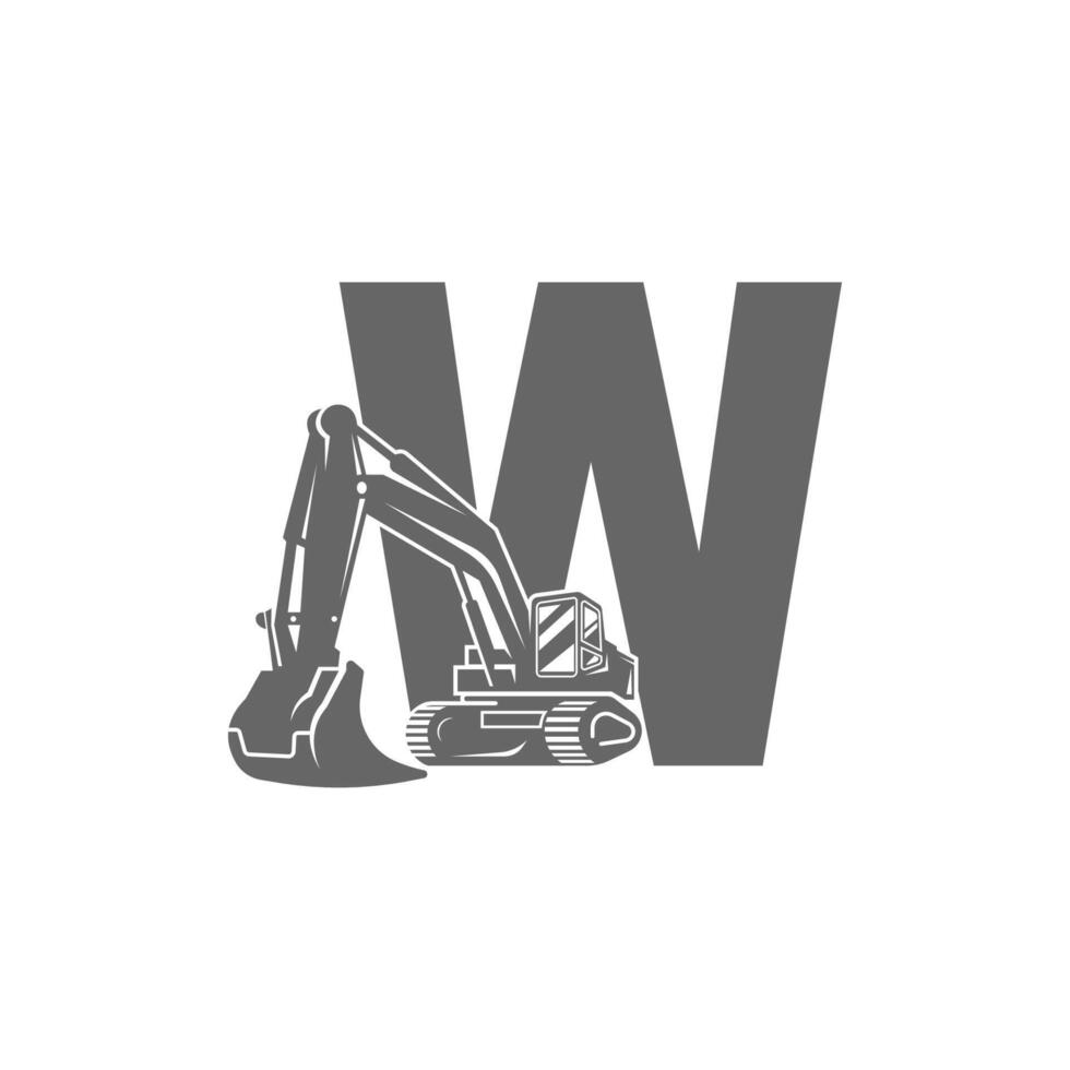 Excavator icon with letter W design illustration vector