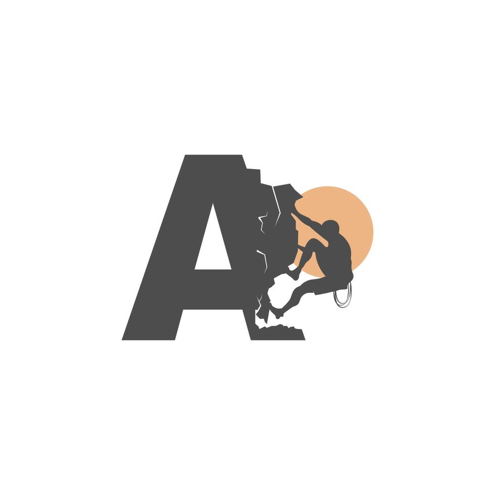 Rock climber climbing letter A illustration vector