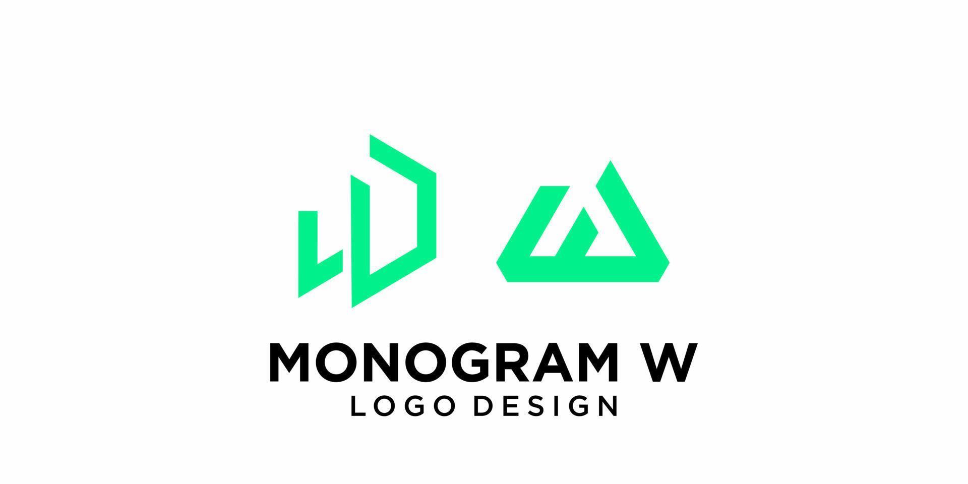 Two letter W monogram logo design on a light background. vector