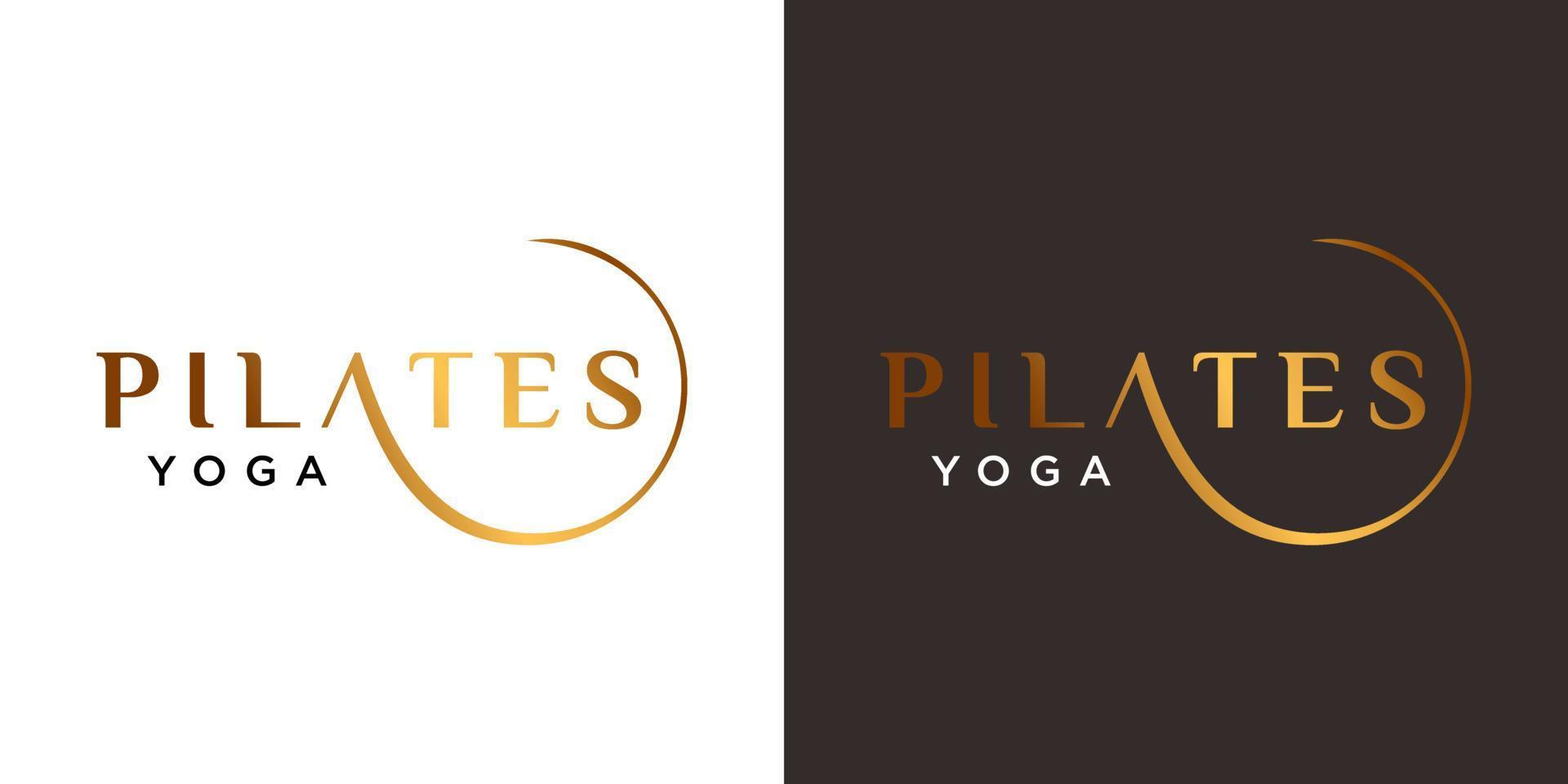 un simple logotipo de pilates en un lujoso color dorado. vector