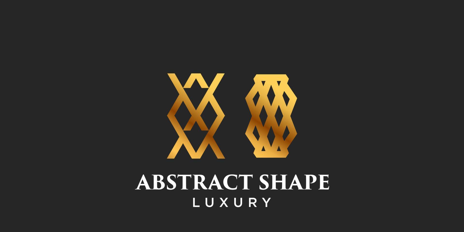 Simple abstract luxury shape logo design in gold color. vector
