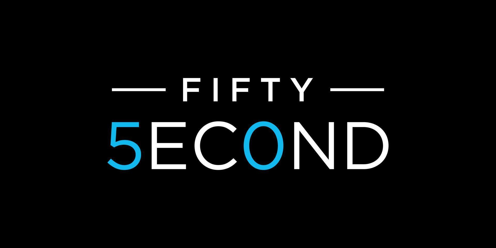 Fifty second wordmark logo design with black background. vector
