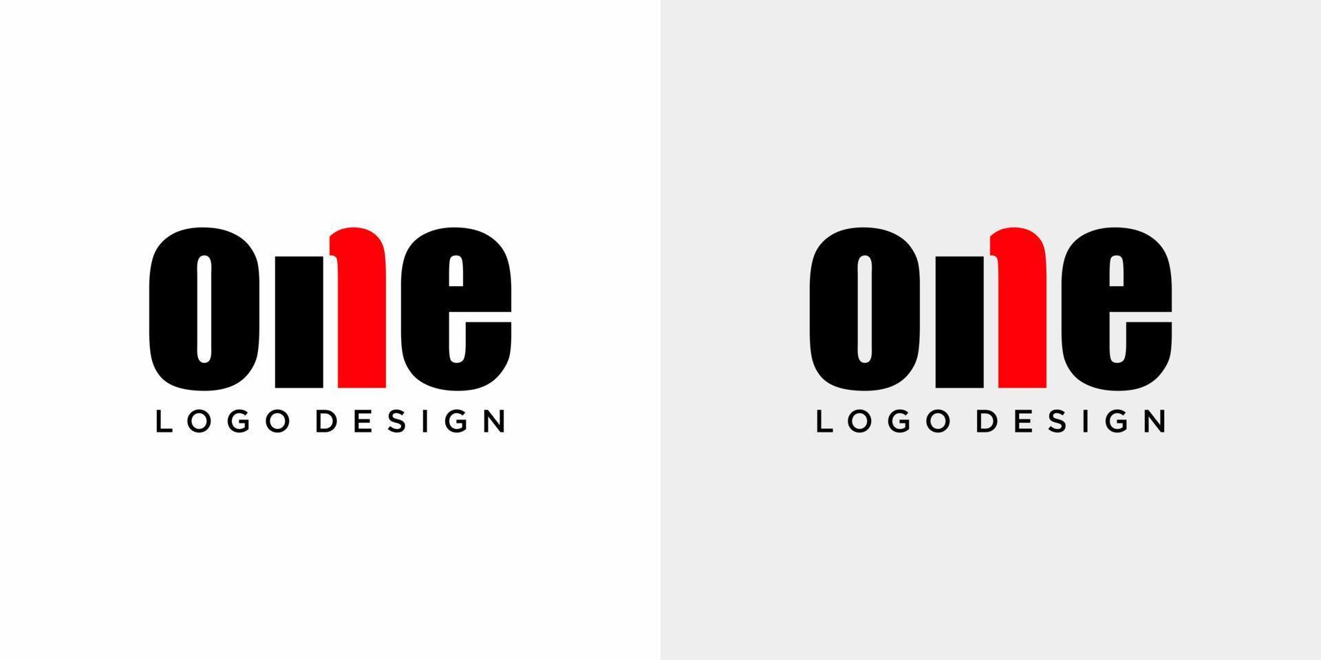 Number 1 wordmark logo design with black and white background. vector