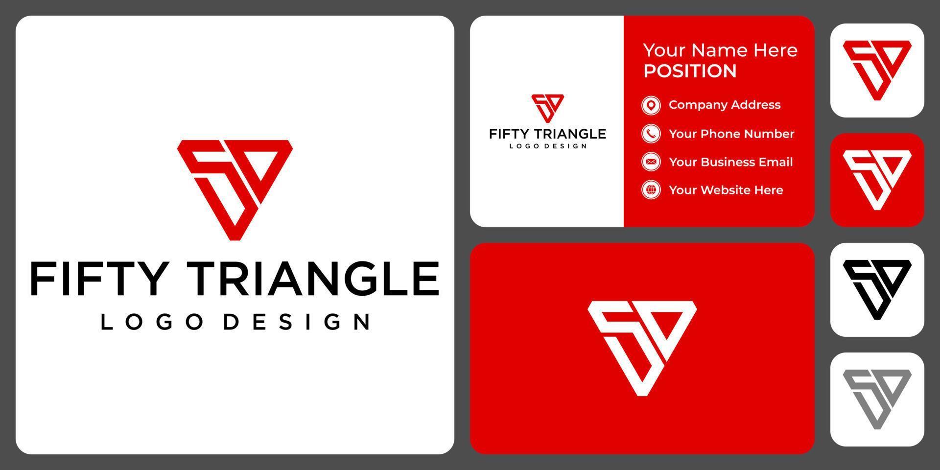 Number 50 monogram sport logo design with business card template