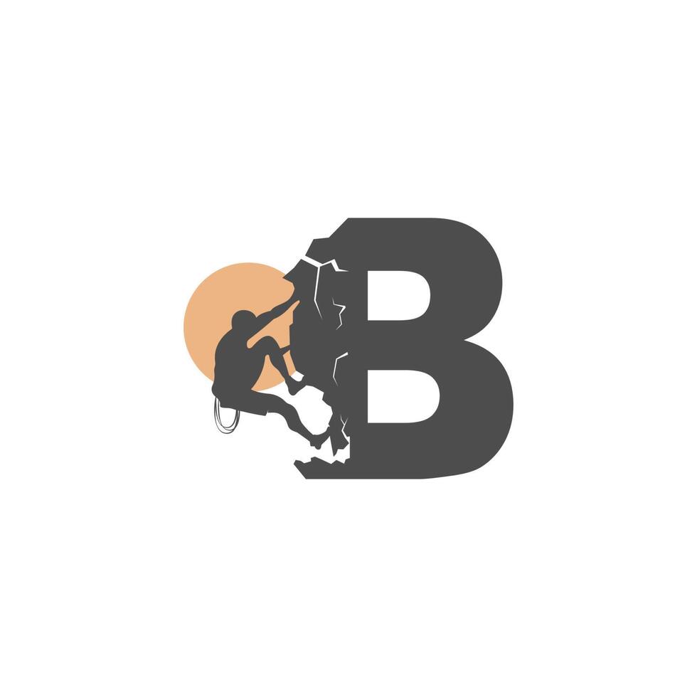 Rock climber climbing letter B illustration vector