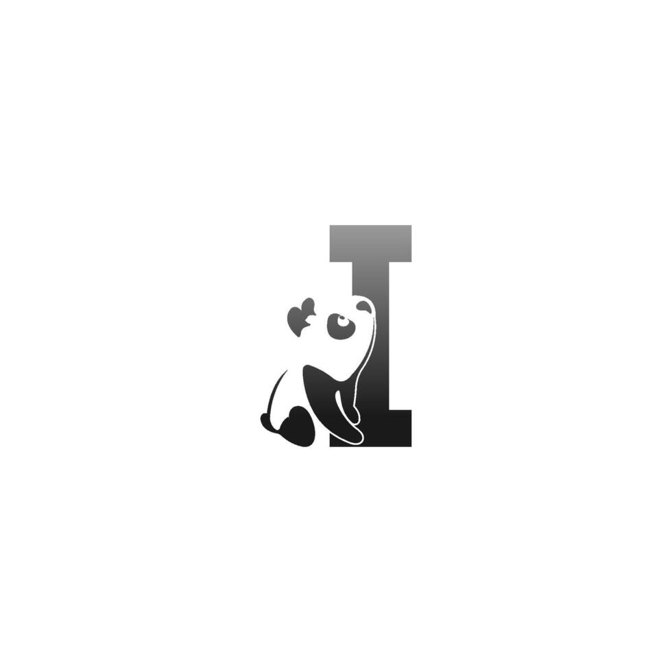 Panda animal illustration looking at the letter I icon vector