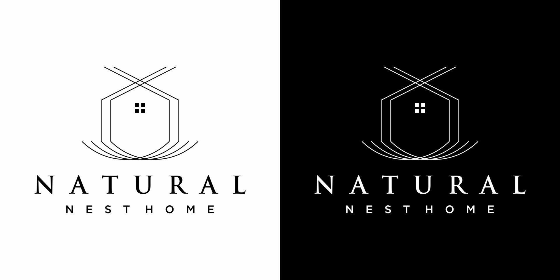 diseño de logotipo casero natural con fondo blanco y negro. vector