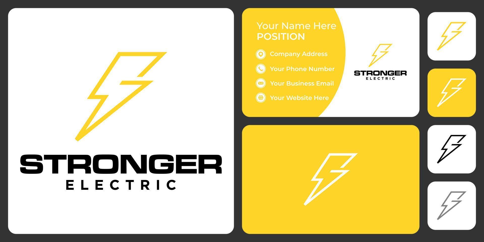 Letter S monogram electric logo design with business card template. vector