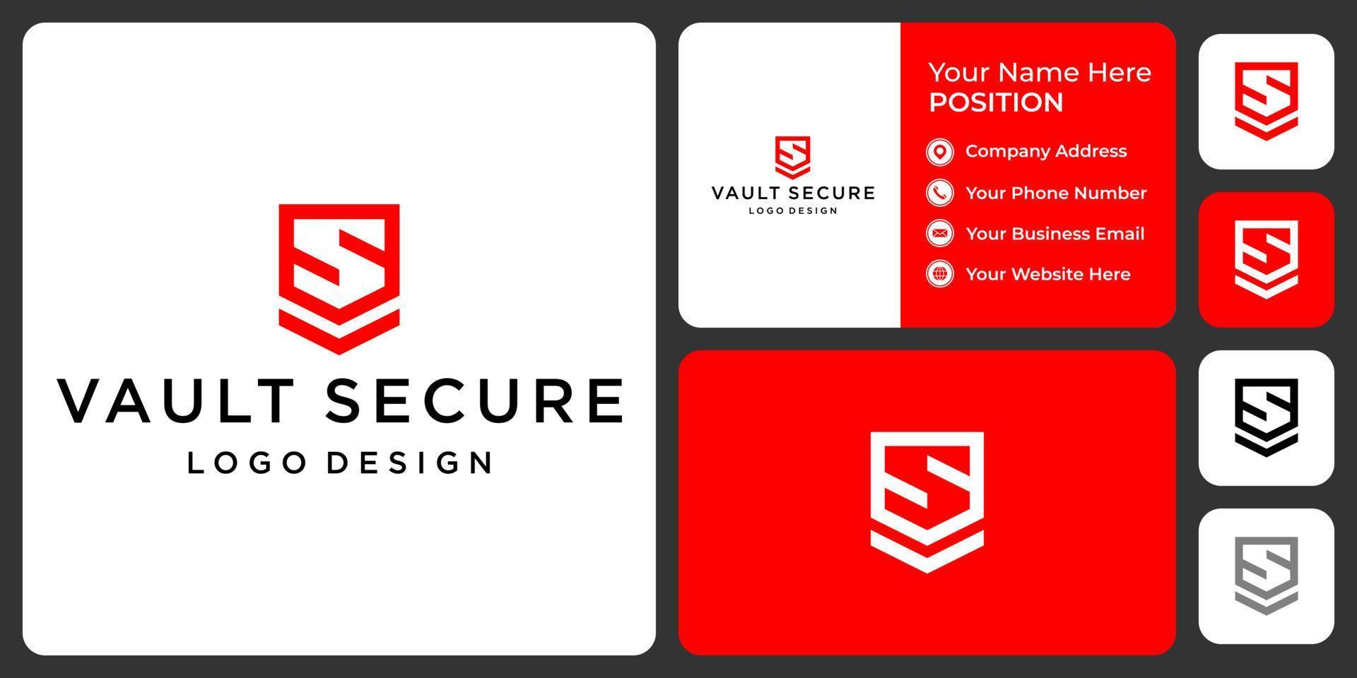 Letter V S monogram security logo design with business card template. vector