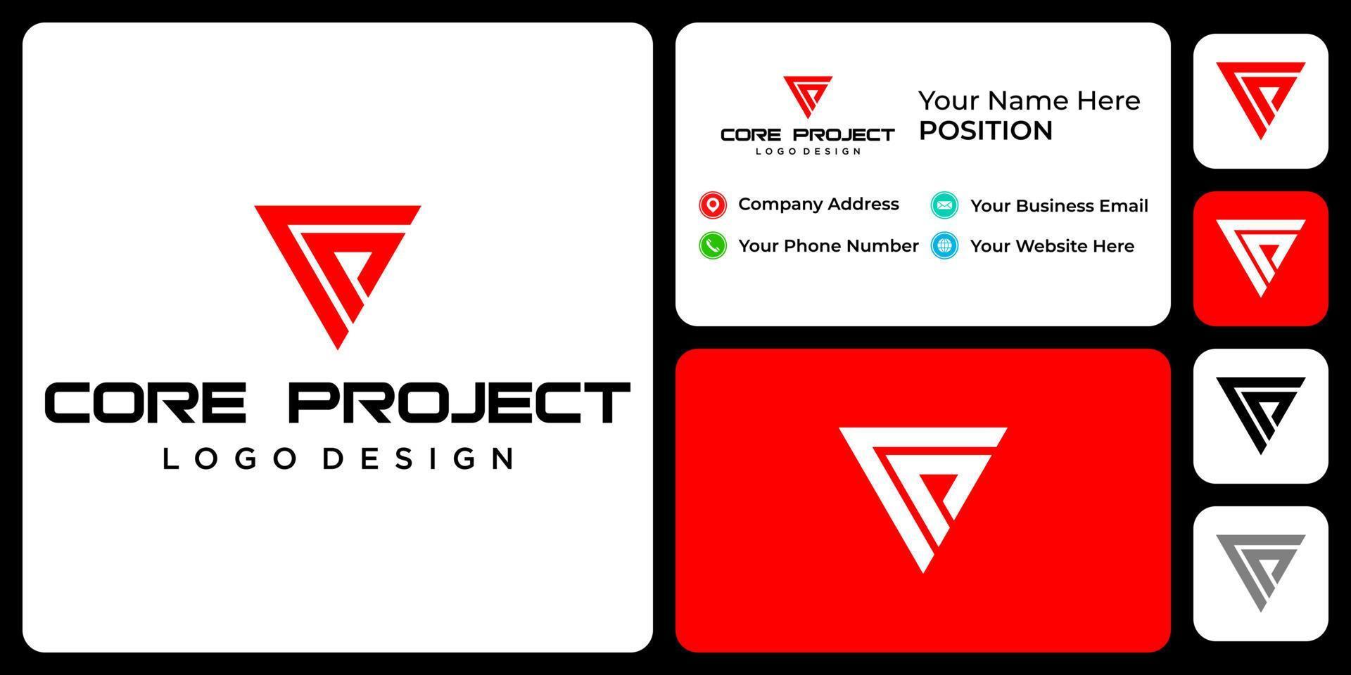 Letter C P monogram sport logo design with business card template. vector
