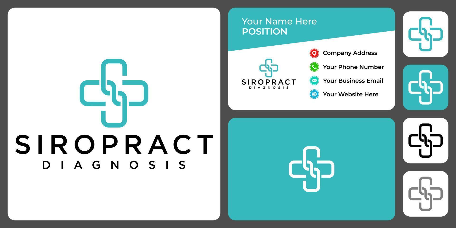 Letter S monogram hospital logo design with business card template. vector