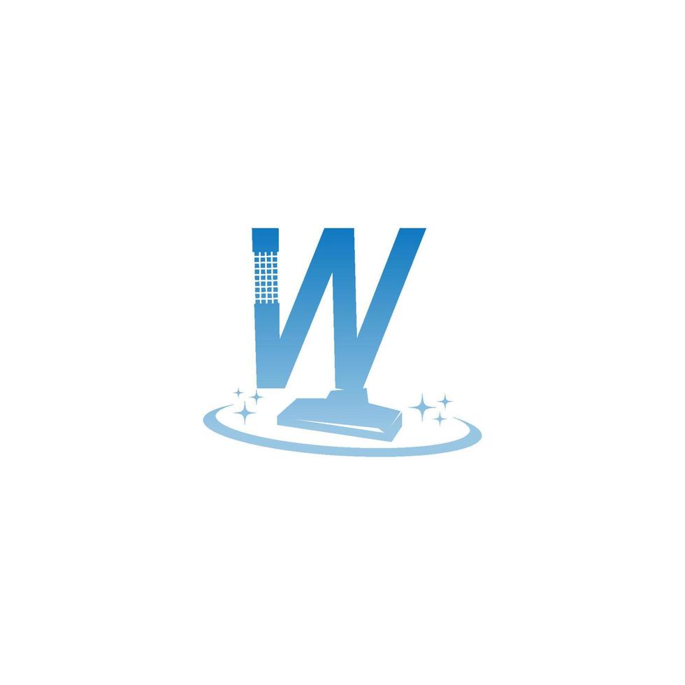 ilustración de logotipo de servicio de limpieza con plantilla de icono de letra w vector