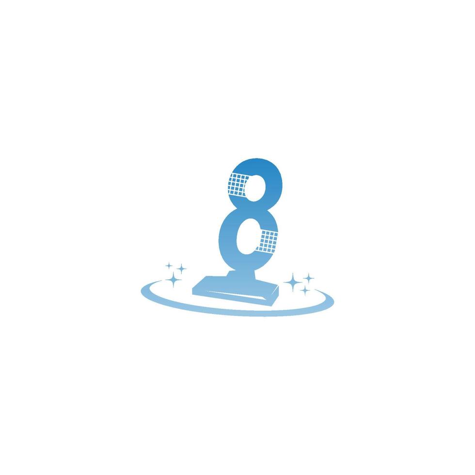 ilustración del logotipo del servicio de limpieza con plantilla de icono número 8 vector