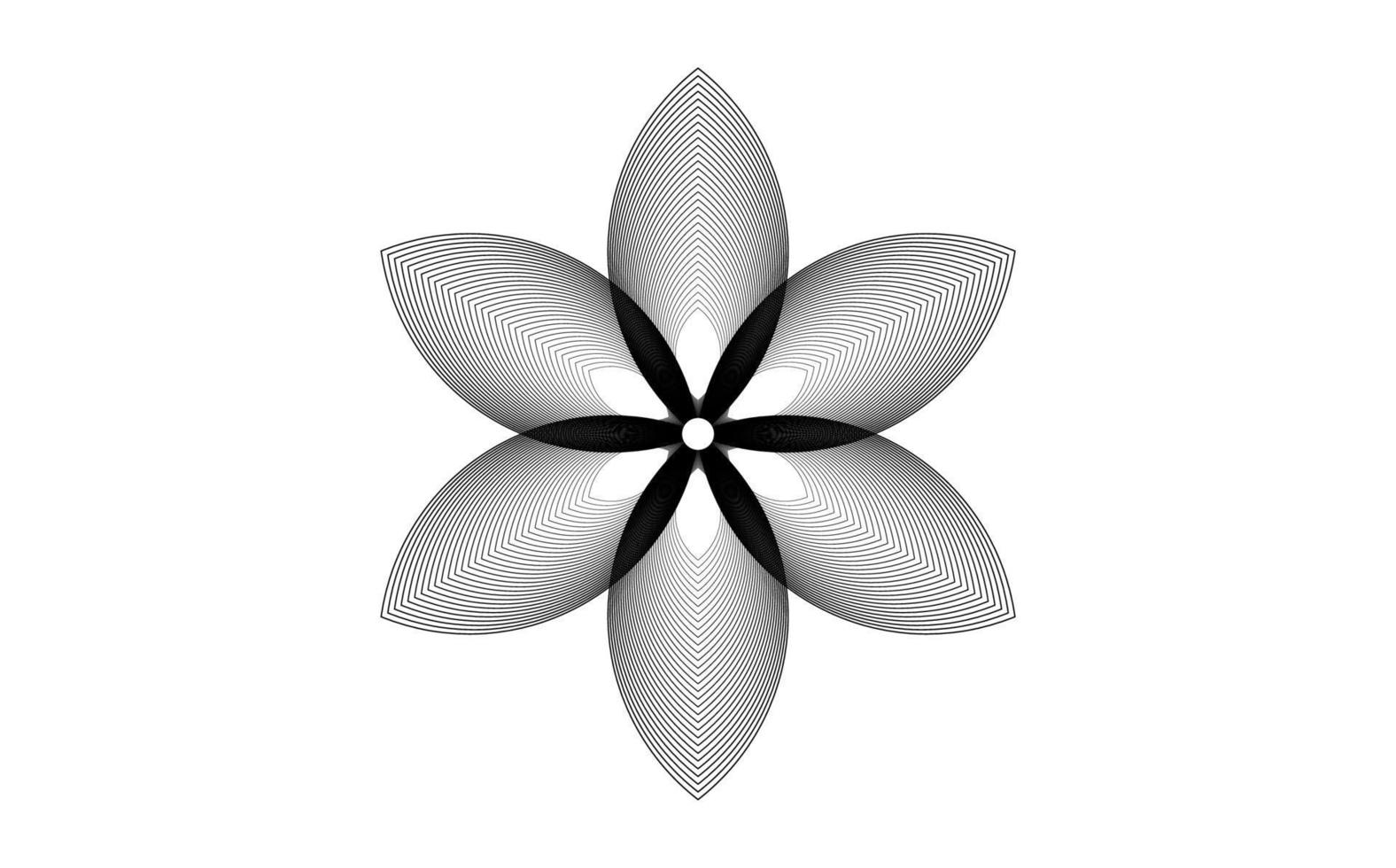 flor de semilla de icono de loto de vida, geometría sagrada de mandala de logotipo, símbolo de tatuaje de armonía y equilibrio. talismán místico, vector de líneas de círculos negros aislado en fondo blanco