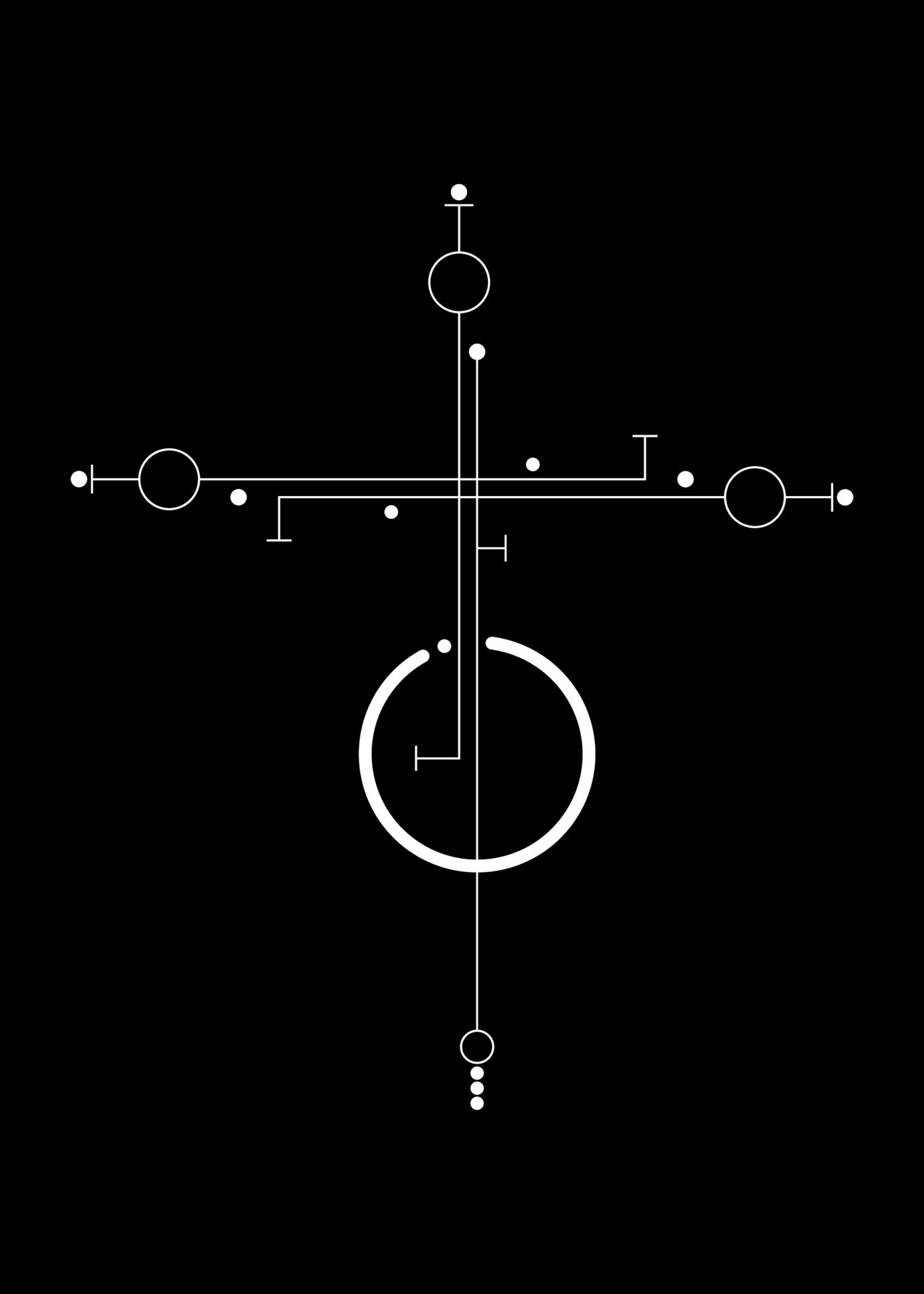 Linear Minimalist Cross Tattoo, Sacred Geometry, Mystical Center, abstract  esoteric white religious sign, pagan icon vector illustration isolated on  black background 7505975 Vector Art at Vecteezy