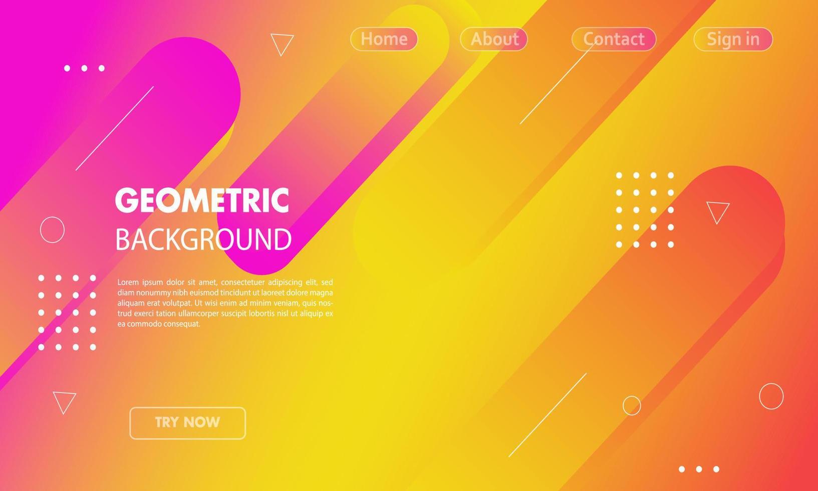 Geometric layout landing page background with Bright color gradations. vector