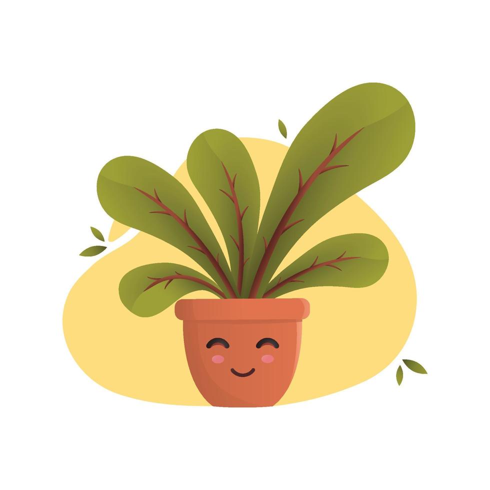 Indoor cute happy expression plant. Vector illustration.