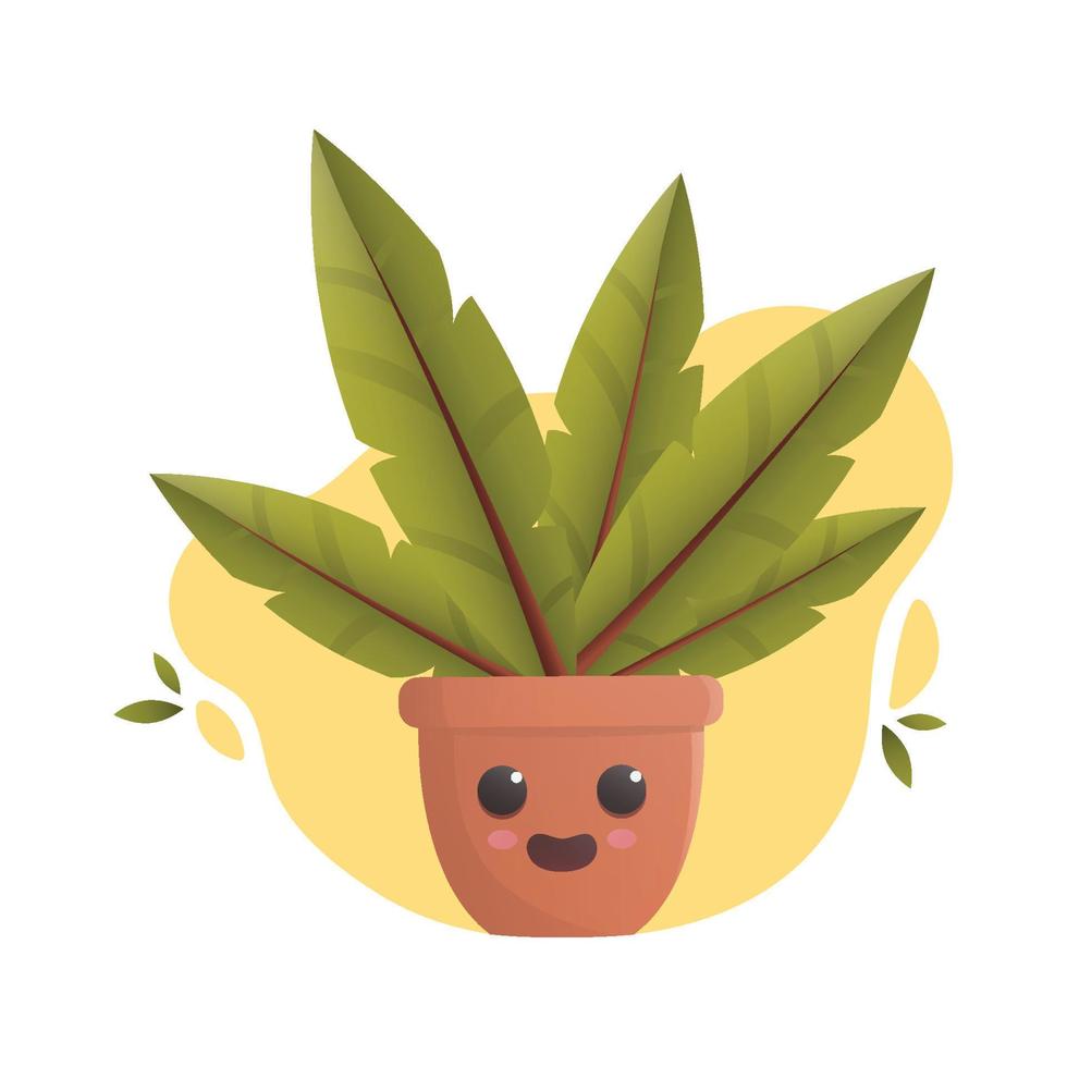 Cute indoor potted plant. Vector illustration.