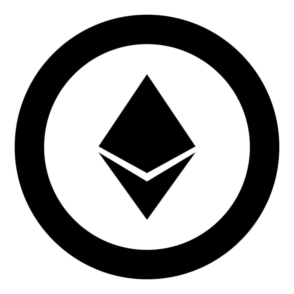 Etherium icon black color in circle round vector