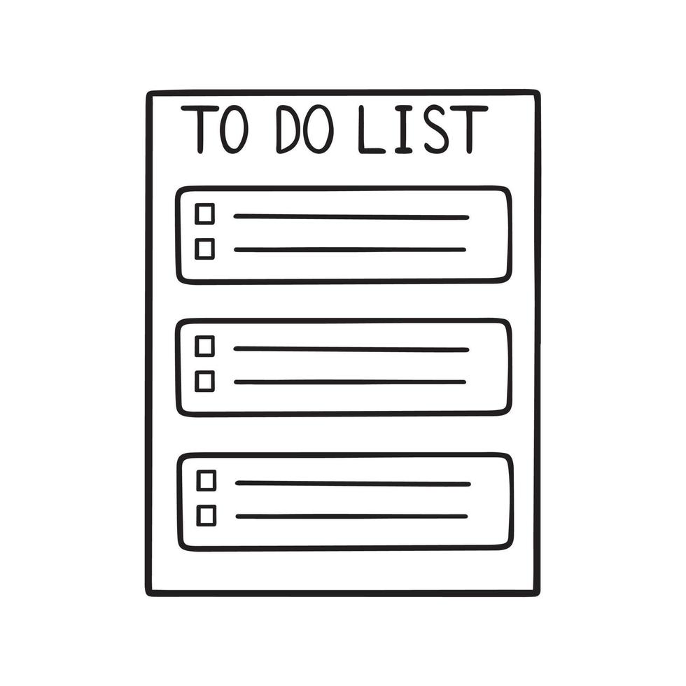 Hand drawn To Do List doodle. Checklist in sketch style. Vector illustration isolated on white background.