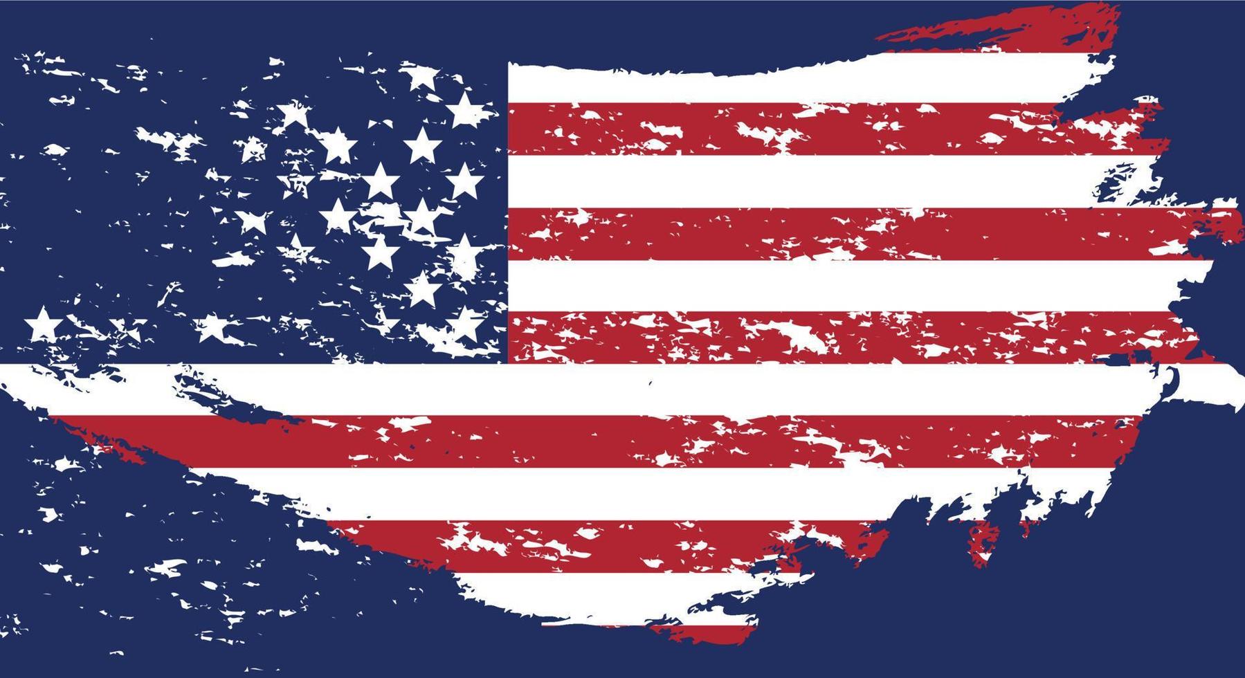 USA flag in grunge style. Brush stroke USA flag.Old dirty American flag. American Symbol. Raster illustration vector