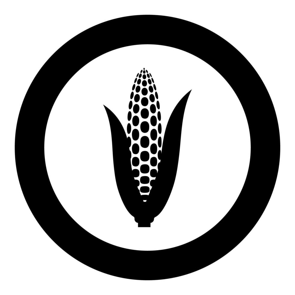 Corn ear icon in circle round black color vector illustration image solid outline style