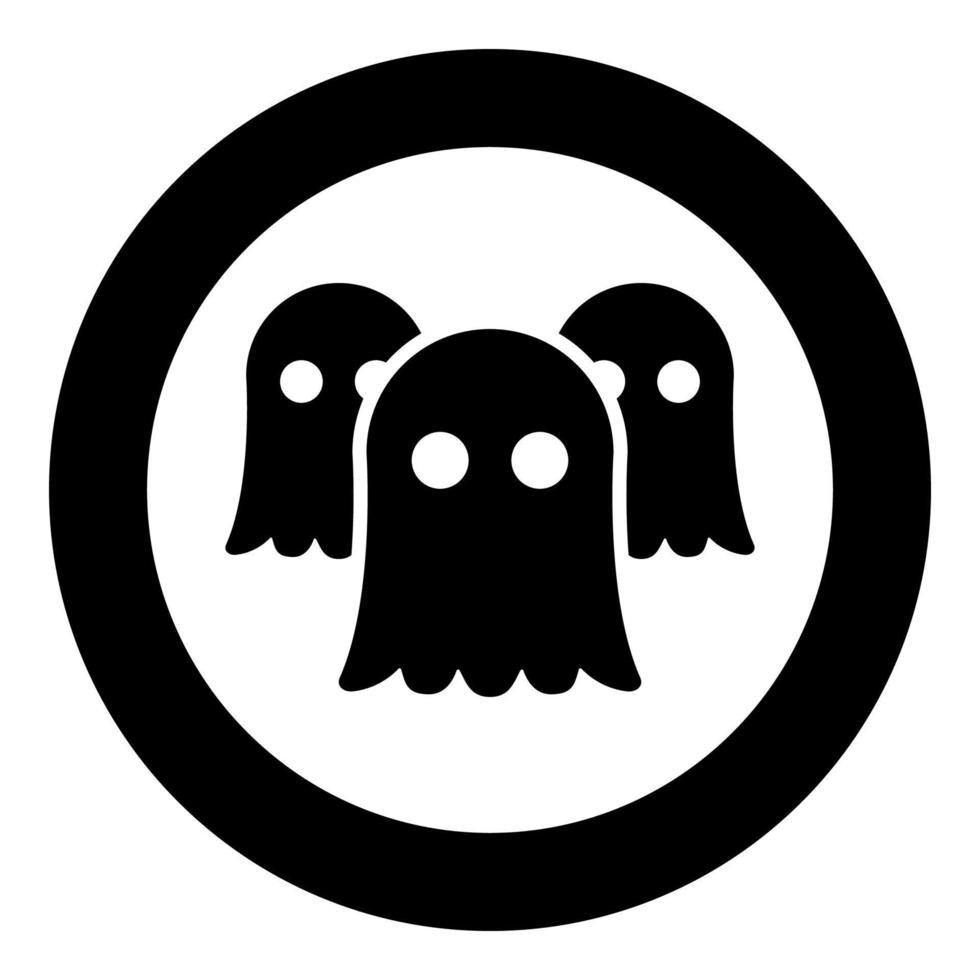 Spirits Ghosts icon in circle round black color vector illustration image solid outline style
