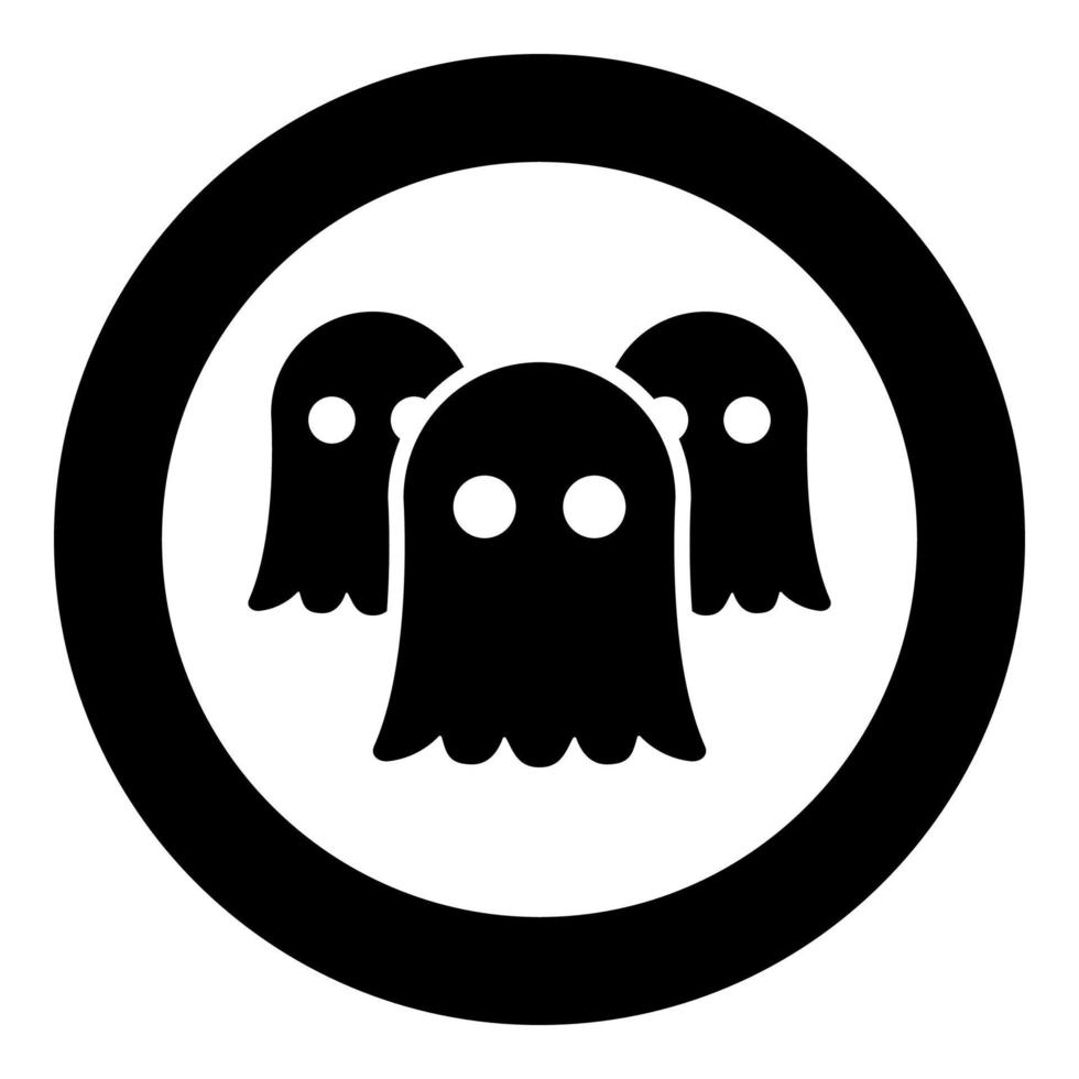 Spirits Ghosts icon in circle round black color vector illustration image solid outline style