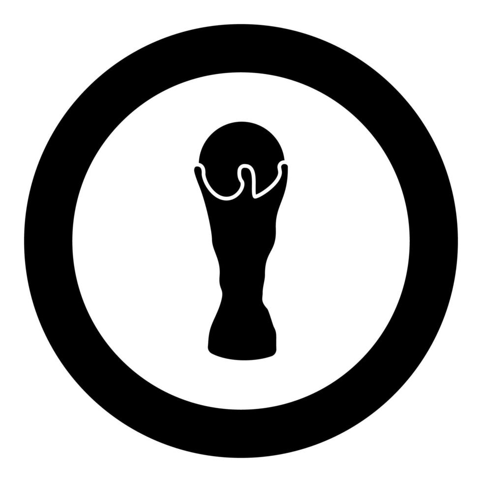 icono de copa de fútbol color negro en círculo redondo vector