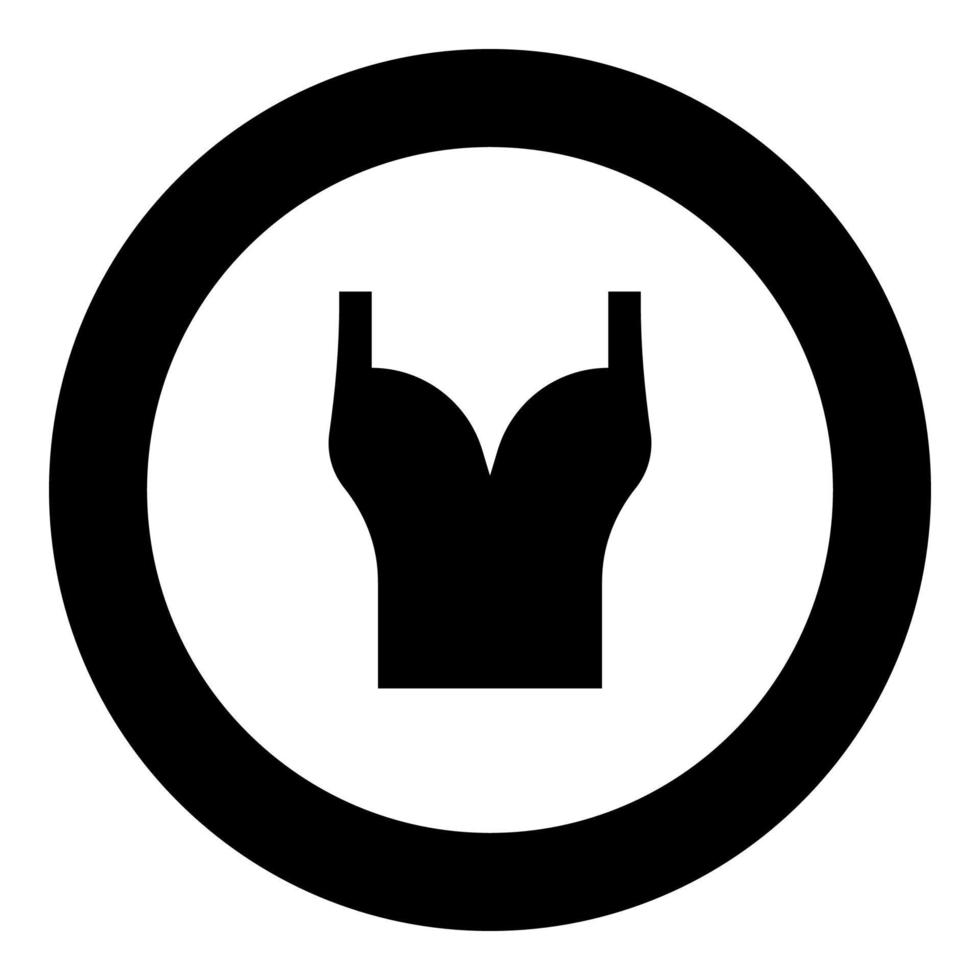 ropa superior mujer torso deporte sujetador icono en círculo redondo color negro vector ilustración imagen estilo de contorno sólido