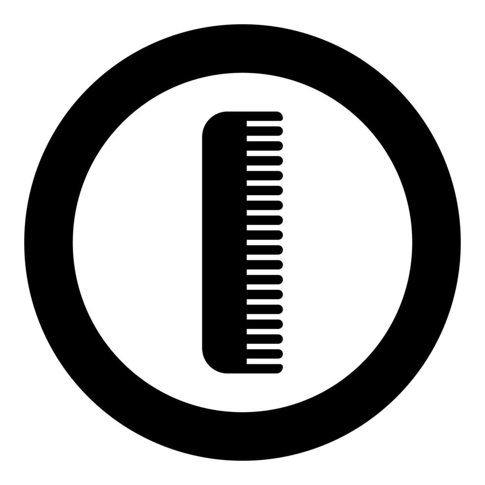 Comb icon in circle round black color vector illustration image solid outline style