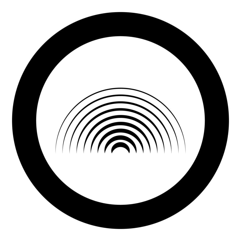 Radio wave wireless icon in circle round black color vector illustration image solid outline style