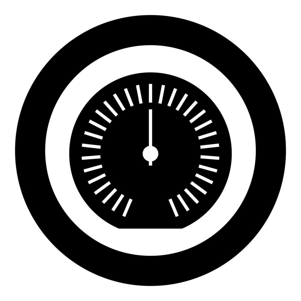 Speedometer odometer speed counter meter icon in circle round black color vector illustration image solid outline style